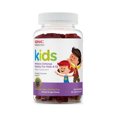 Jeleuri cu aroma de struguri pentru copii 4 - 12 ani Kids Immune Defense, 60 jeleuri, GNC
