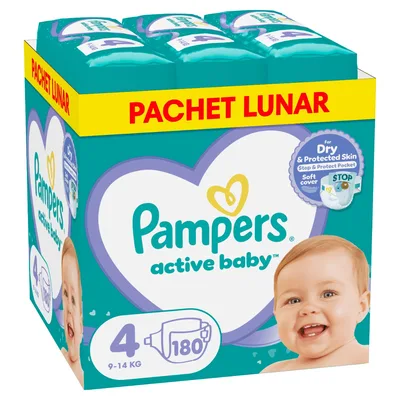 Scutece Active Baby XXL Box Marimea 6 pentru 13 -18 kg, 128 bucati, Pampers