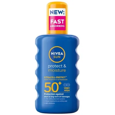 Spray pentru protectie solara cu SPF50+ Protect & Moisture, 200ml, Nivea