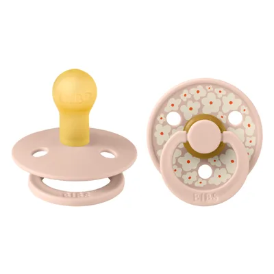 Set 2 suzete cu tetina rotunda din latex 0 luni+ Colour Studio Collection Flower Blush, 1 bucata, Bibs