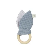 Jucarie organica cu inel de prindere din lemn si urechi din material textil gri 696-V3, 1 bucata, Grunspecht