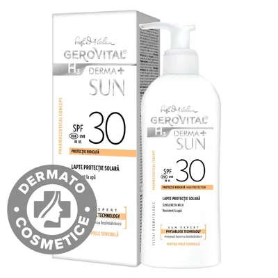 Lapte protectie solara SPF 30 H3 Derma+ Sun, 150ml, Gerovital