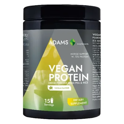 Vegan Protein cu aroma de vanilie, 908g, Adams Vision