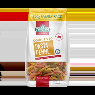 Paste penne din porumb si legume, 350g, Orgran