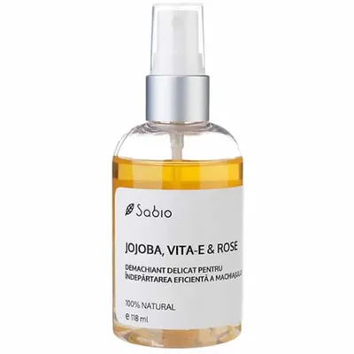 Demachiant bifazic cu jojoba + vita-E si rose, 118ml, Sabio