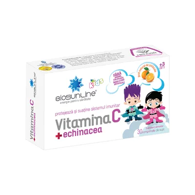 Vitamina C + echinacea pentru copii, 30 comprimate de supt, BioSunLine