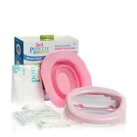 Set Roz 3 in 1 Olita portabila + Liner + 10 saci biodegradabili, Potette Plus