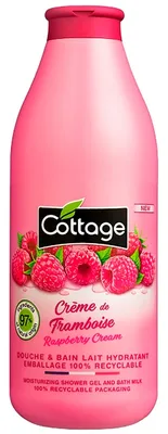 Gel de dus si Lapte de baie cu zmeura, 750ml, Cottage