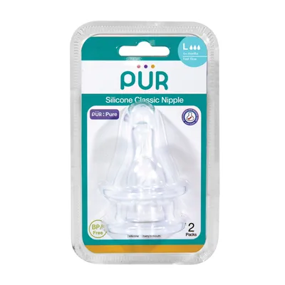 Set tetine silicon Classic marime L +6 luni, 2 bucati, PUR