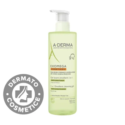 Gel spumant emolient 2 in 1 Exomega, 500ml, A-derma