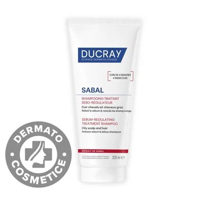 Sampon sebo-reglator pentru par si scalp gras Sabal, 200ml, Ducray