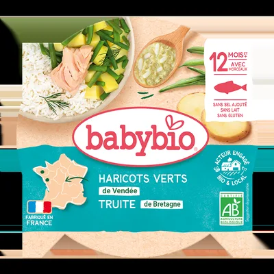 Meniu de legume si pastrav Bio, 230g, BabyBio