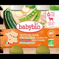 Piure bio din mazare, dovlecel si vitel +6 luni, 2 x 200g, BabyBio