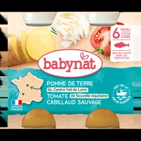 Meniu cu piure de cartofi, rosii si peste cod, 2 x 200g, BabyBio