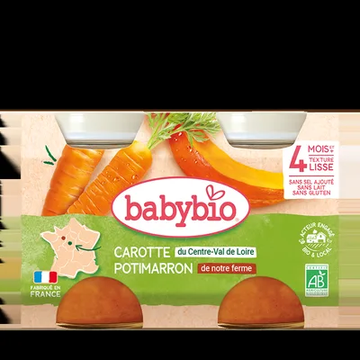 Piure de morcovi si dovleac Bio, 2 x 130g, BabyBio