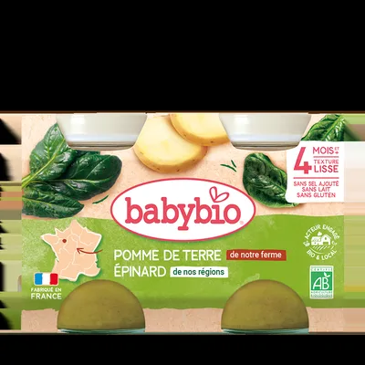 Piure de cartofi si spanac Bio, 2 x 130g, BabyBio