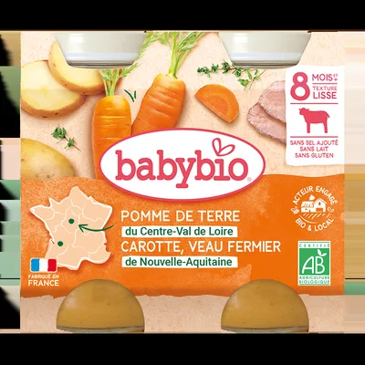 Piure de legume si vitel Bio, 2 x 200g, BabyBio