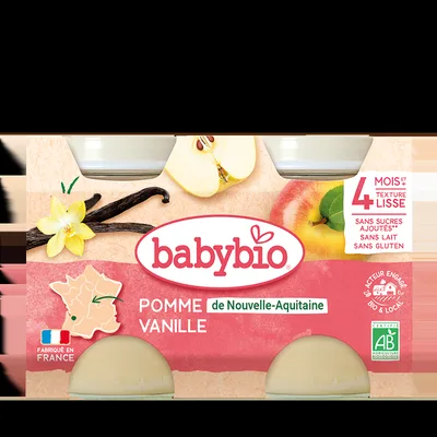 Piure de mere bio 4+ luni, 2 x 130g, BabyBio