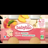Piure din piersici si mere Bio, 2 x 130g, BabyBio