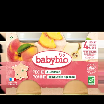 Piure din piersici si mere Bio, 2 x 130g, BabyBio
