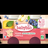 Piure de mere si afine Bio, 2 x 130g, BabyBio