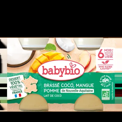 Crema din lapte de cocos cu mango si ananas Bio, 2 x 130g, BabyBio