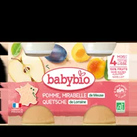 Piure bio din mere si corcoduse +4 luni, 2 x 130g, BabyBio