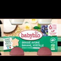 Crema din lapte de ovaz cu banane si afine Bio, 2 x 130g, BabyBio