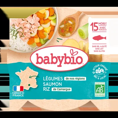 Meniu tocanita din legume, orez si somon +15 luni, 260g, BabyBio