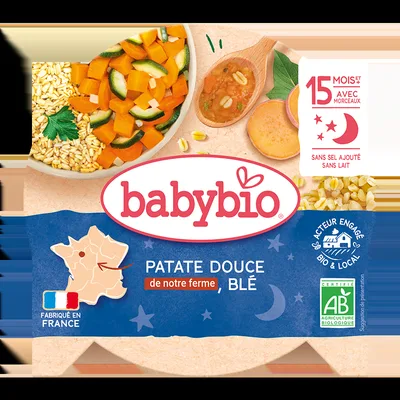 Meniu cu legume, cartof dulce si grau Bio, 260g, BabyBio