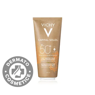 Lapte pentru protectie solara SPF 50+ pentru fata si corp conceput sustenabil Capital Soleil, 200ml, Vichy