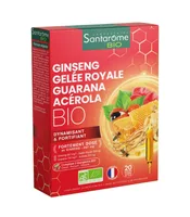 Ginseng Gelee Royale Guarana Acerola Bio, 20 fiole, Santarome