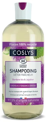 Sampon bio de ingrijire pentru par gras cu extract de jujube si brusture, 500ml, Coslys