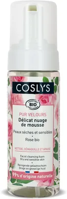 Spuma bio de curatare fara sapun pentru ten uscat si sensibil cu trandafiri, 150ml, Coslys