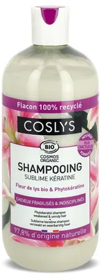 Sampon bio de reparare intarire si netezire pentru par slab si despicat cu crin si fitocheratina, 500ml, Coslys