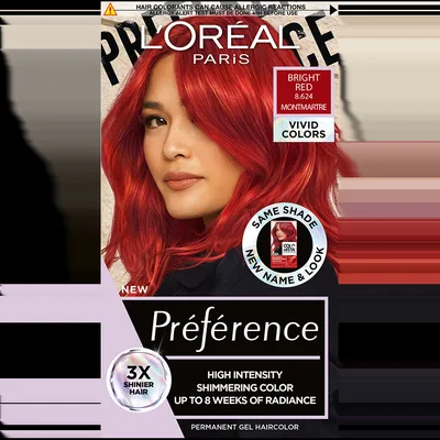 Vopsea de par permanenta cu amoniac Preference Vivid Colours 8.624 Bright Red, 204ml, L'Oreal Paris