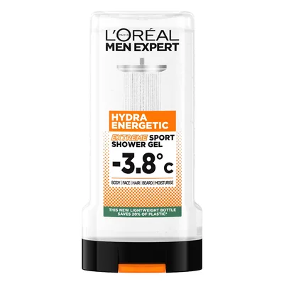 Gel de dus pentru fata, corp si barba Hydra Energetic Extreme Sport, 300ml, L'Oreal Men Expert