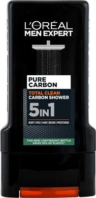 Gel de dus 5 in 1 pentru barbati Pure Carbon, 300ml, L'Oreal Men Expert