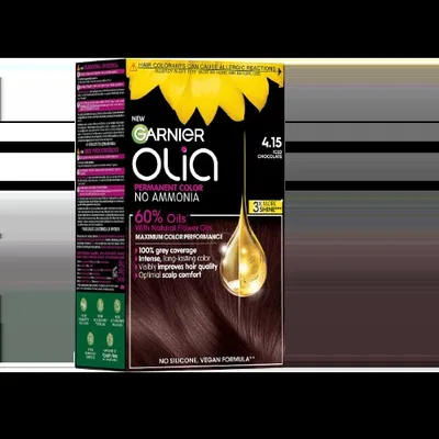 Vopsea de par permanenta fara amoniac 4.15 Iced Chocolate Olia, 174ml, Garnier