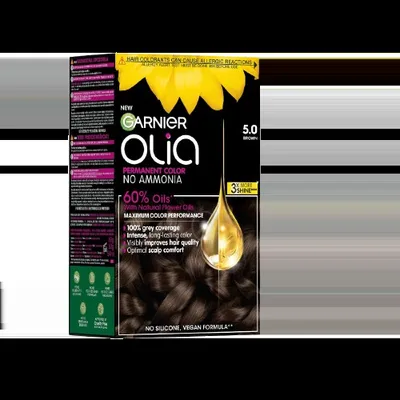 Vopsea de par permanenta fara amoniac 5.0 Brown Olia, 174ml, Garnier