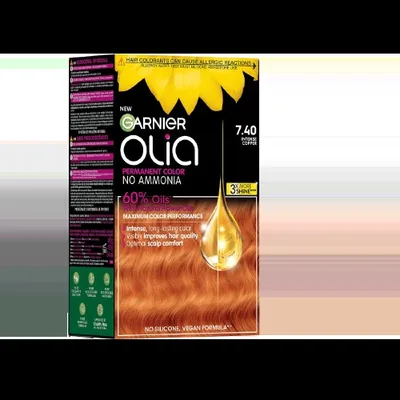 Vopsea de par permanenta fara amoniac 7.40 Intense Copper Olia, 174ml, Garnier