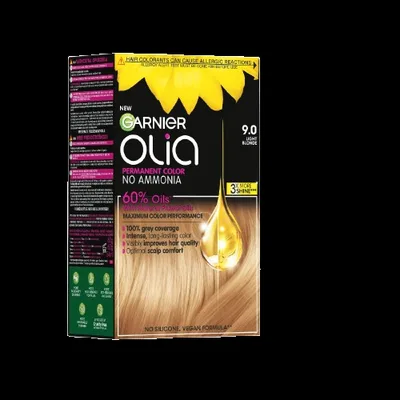 Vopsea de par permanenta fara amoniac Olia 9.0 Light Blonde, 174ml, Garnier