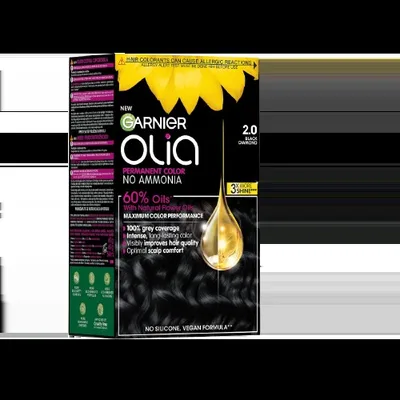 Vopsea de par permanenta fara amoniac 2.0 Black Diamond Olia, 174ml, Garnier
