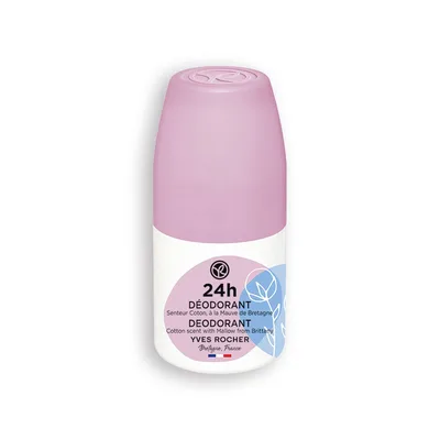 Deodorant roll-on 24h cu parfum de bumbac imbogatit cu nalba din Bretania, 50ml, Yves Rocher
