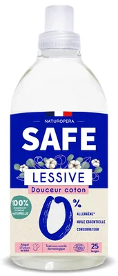 Detergent bio pentru rufe cu parfum de bumbac fara alergeni, 1000ml, Safe