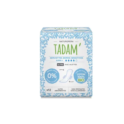 Absorbante BIO hipoalergenice Ultra Super+, 12 bucati, Tadam