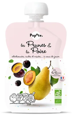 Piure cu pere si prune 4-6 luni, 120g, Popote