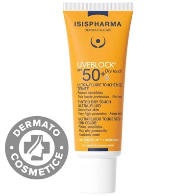 Fluid nuantator cu protectie solara Dry Touch Medium Tinted SPF50+ UVEBLOCK, 40ml, Isis Pharma