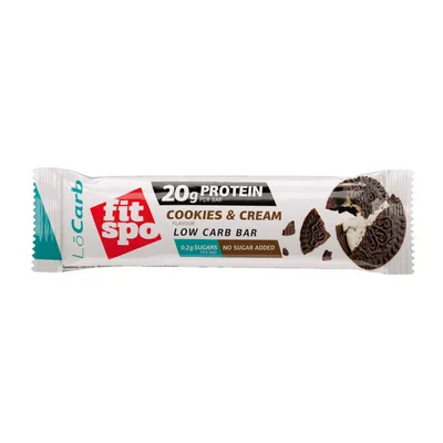 Baton proteic cu biscuiti si frisca Locarb, 60g, FitSpo
