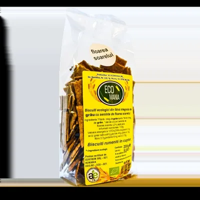 Biscuiti integrali cu seminte de floarea soarelui Bio, 200g, Ecomania